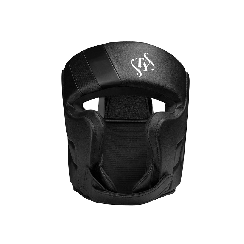 hayabusa-t3-boxing-headgear-chinless-blackblack-front